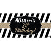 Banner - Custom Deluxe Birthday B&W Stripes & Gold Sparkles