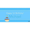 Banner - Custom Deluxe Birthday Blue Dots & Cupcake