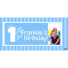 Banner - Custom Deluxe Birthday Blue Stripes With PiCounture