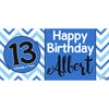 Banner - Custom Deluxe Birthday Blue Zig Zag