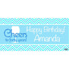 Banner - Custom Deluxe Birthday Blue Zig Zag & Wine Glass