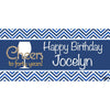 Banner - Custom Deluxe Birthday Dark Blue Zig Zag & Wine Glass