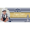 Banner - Custom Deluxe Birthday Gold & Blue Sailor With PiCounture