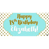 Banner - Custom Deluxe Birthday Gold Dots & Blue