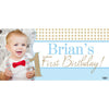 Banner - Custom Deluxe Birthday Gold Stars & Blue With PiCounture