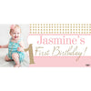 Banner - Custom Deluxe Birthday Gold Stars & Pink With PiCounture