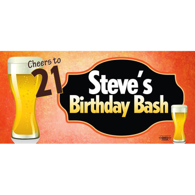 Banner - Custom Deluxe Birthday Orange Cheers
