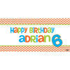 Banner - Custom Deluxe Birthday Orange Zig Zag