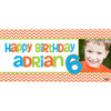 Banner - Custom Deluxe Birthday Orange Zig Zag With PiCounture