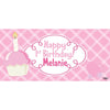 Banner - Custom Deluxe Birthday Pink Cupcake & Heart