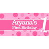 Banner - Custom Deluxe Birthday Pink Dots & Flower