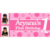 Banner - Custom Deluxe Birthday Pink Dots & Flower With PiCounture