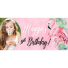 Banner - Custom Deluxe Birthday Pink Flamingo With PiCounture