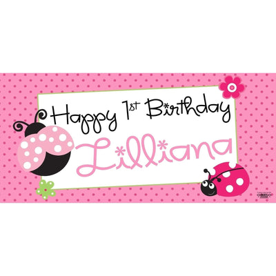Banner - Custom Deluxe Birthday Pink Ladybug