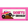 Banner - Custom Deluxe Birthday Pink Monster Truck