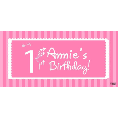 Banner - Custom Deluxe Birthday Pink Stripes
