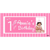 Banner - Custom Deluxe Birthday Pink Stripes With PiCounture