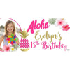 Banner - Custom Deluxe Birthday Pink & White Flowers With PiCounture