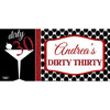 Banner - Custom Deluxe Birthday Red Sparkle & Wine Glass