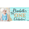 Banner - Custom Deluxe Birthday Stripes & Gold Sparkles With PiCounture