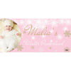 Banner - Custom Deluxe Birthday White & Gold Snowflakes Pink With PiCounture