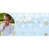 Banner - Custom Deluxe Birthday White & Gold Snowflakes Blue With PiCounture