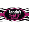 Banner - Custom Deluxe Birthday Zebra & Pink Bedazzle