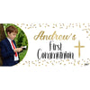 Banner - Custom Deluxe Religious Gold Dots & White With PiCounture