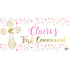 Banner - Custom Deluxe Religious Pink & Gold Dots