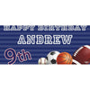 Banner - Custom Deluxe Sports Blue Stripes & Balls