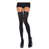 Black Thigh Highs With Black Satin Bow - Adult Standard