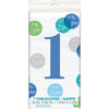 Blue Dots 1St Birthday ReCountangular Plastic Table Cover, 54" X 84"