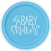 Blue Hearts Baby Shower Round 9" Dinner Plates, 8 Count