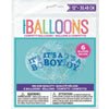 Boy Clear Latex Balloons With Blue Confetti 12", 6 Count