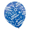 Bright Royal Blue Birthday Confetti All Over Print Latex Balloons