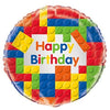 Building Blocks Birthday Round Foil Balloon 18", Packaged