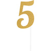 Gold Glitter #5 Cake Topper