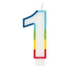 Rainbow Border Number 1 Birthday Candle