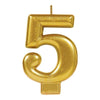 Numeral #5 Metallic Candle - Gold