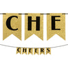 Cheers Glitter Pennant Banner - Gold