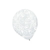 Clear W/White Scroll All-Over Print Latex Balloons