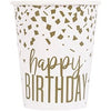 Confetti Gold Birthday 9Oz Paper Cups, 8 Count