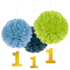 Fluffy Decoration With Dangler 1St Birthday Blue