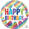 Foil Balloon - Happy Birthday Striped Burst