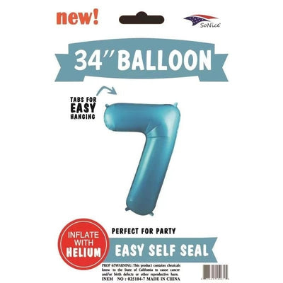 Foil Balloon - Jumbo Number Light Blue 7
