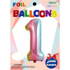 Foil Balloon - Jumbo Number 34" Pastel Rainbow 1