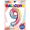 Foil Balloon - Jumbo Number 34" Pastel Rainbow 9