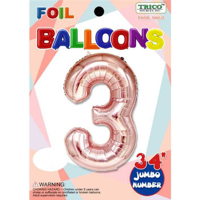 Foil Balloon - Jumbo Number 34" Rose Gold 3