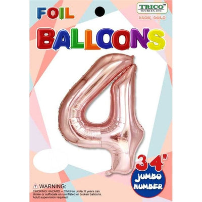 Foil Balloon - Jumbo Number 34" Rose Gold 4