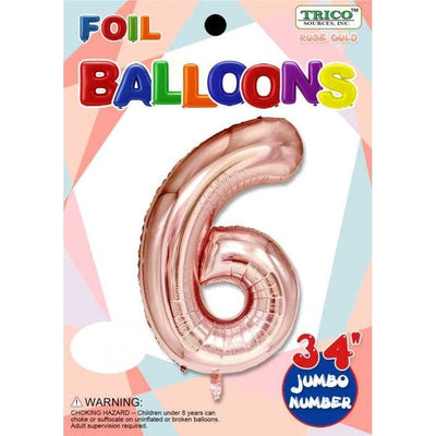 Foil Balloon - Jumbo Number 34" Rose Gold 6